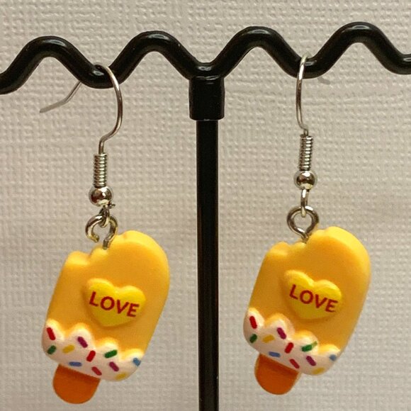 Popsicle Earring, Love Earring, Valentine's Day, Gift Idea, Funny Food Earring - Picture 2 of 7